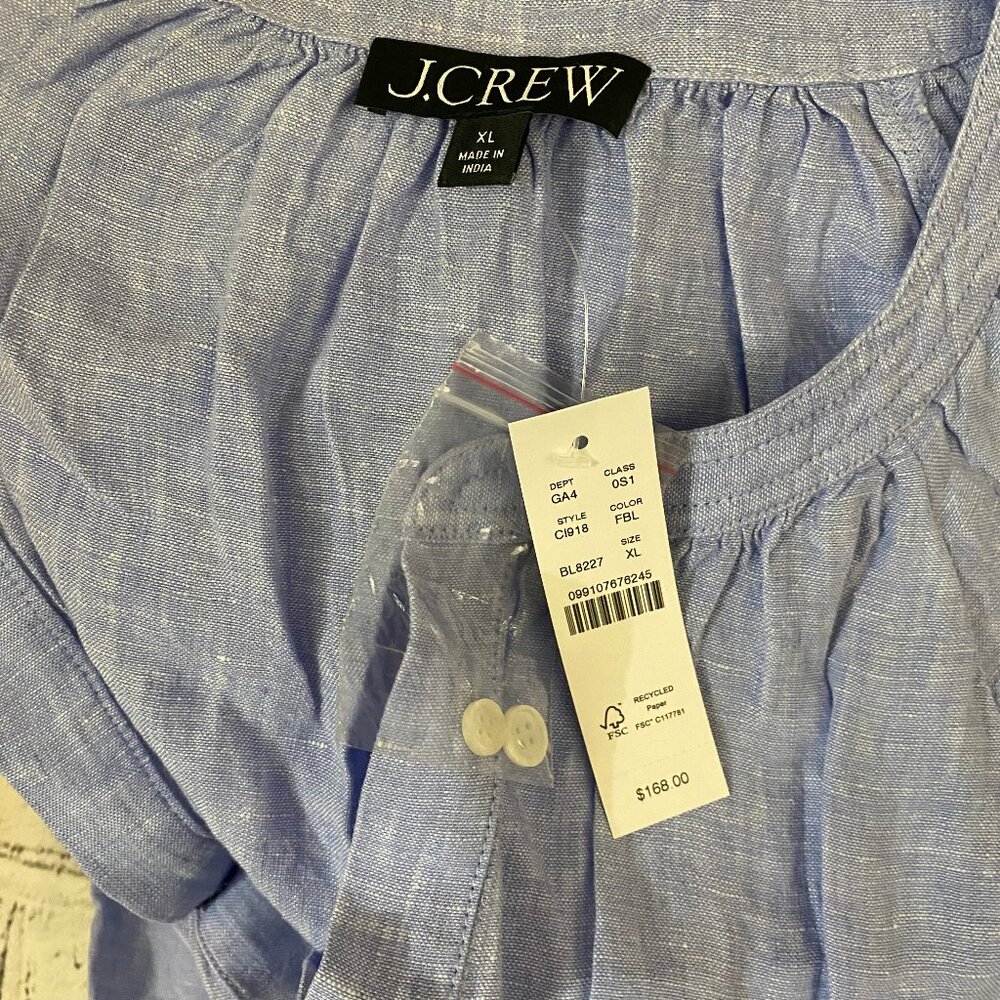 J. Crew Light Blue Linen Maxi Shirt Dress - Picture 12 of 15